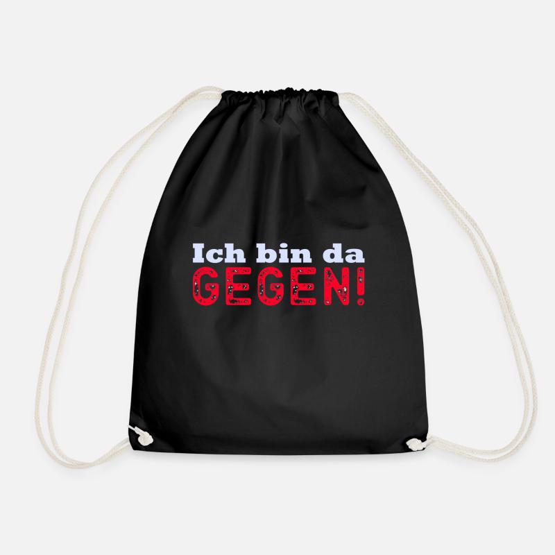 Ich bin dagegen! - Turnbeutel - Schwarz