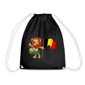 Lion au drapeau belge - Sac de sport léger - noir - Devant