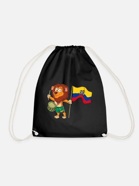 Löwe mit der Ecuador Fahne - Turnbeutel - Schwarz