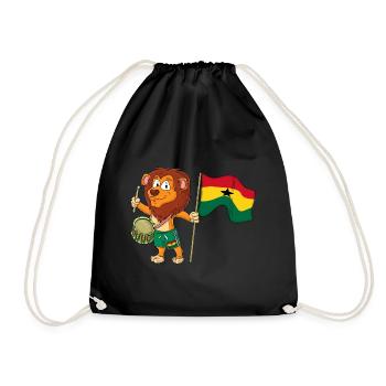 Lion with the Ghana flag - Drawstring Bag - black - Front
