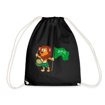Lion avec le drapeau saoudien - Sac de sport léger - noir - Devant