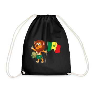 Lion with the Senegal flag - Drawstring Bag - black - Front