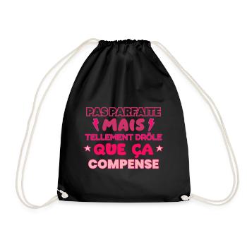 Pas parfaite mais drôle,humour,citation,Drôles - Sac de sport léger - noir - Devant