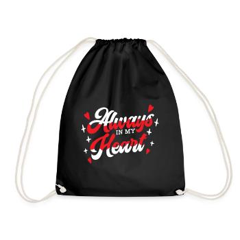 February 14 Valentine's Day Gift Heart Love - Drawstring Bag - black - Front