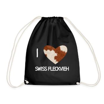 I Herz Swiss Fleckvieh - Turnbeutel - Schwarz - Vorne