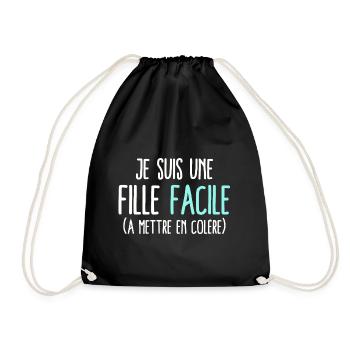Fille facile humour colérique colère grincheuse - Sac de sport léger - noir - Devant
