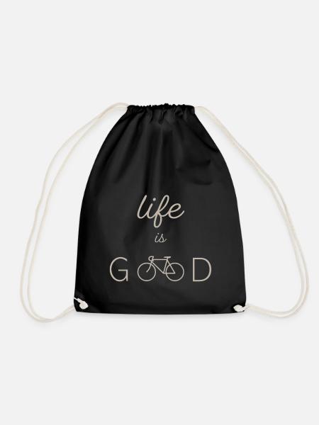 LIFE IS GOOD RENNRAD CREME - Turnbeutel - Schwarz