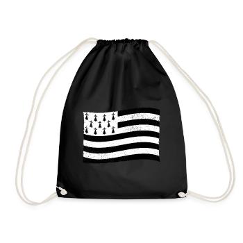 Brittany Flag Breton Stripes - Drawstring Bag - black - Front