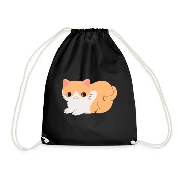 Cute cat - Drawstring Bag - black - Front