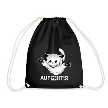 Kitty "Let's go!" young cat jumps - Drawstring Bag - black - Front