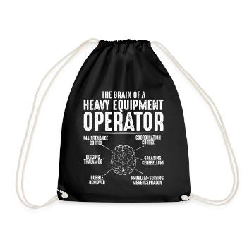Excavator driver excavator driver construction equipment guide excavator - Drawstring Bag - black - Front