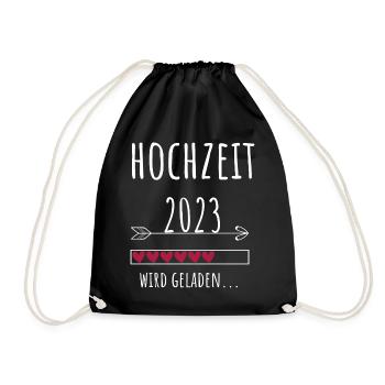 Hochzeit 2023 Partnerlook Braut & Bräutigam - Turnbeutel - Schwarz - Vorne