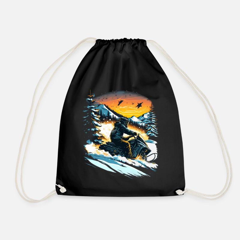 Snowmobiling - Drawstring Bag - black