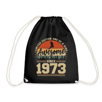 1973 Jahrgang Geburtstag - Awesome since 1973 - Turnbeutel - Schwarz - Vorne