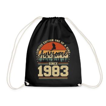 Jahrgang 1983 Geburtstag - Awesome since 1983 - Turnbeutel - Schwarz - Vorne
