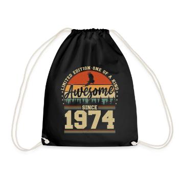 Jahrgang 1974 Geburtstag - Awesome since 1974 - Turnbeutel - Schwarz - Vorne