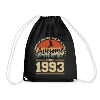 Jahrgang 1993 Geburtstag - Awesome since 1993 - Turnbeutel - Schwarz - Vorne