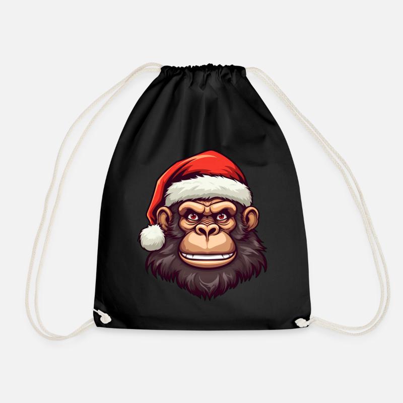 Affen Weihnachten - Turnbeutel - Schwarz