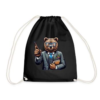 Cute Bear Teacher - Drawstring Bag - black - Front