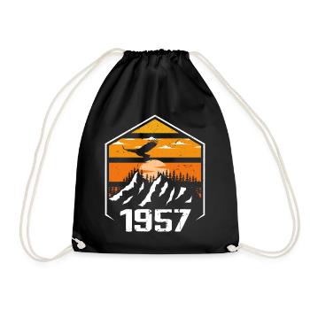 Birthday 1957 Vintage 1957 Made in 1957 - Drawstring Bag - black - Front