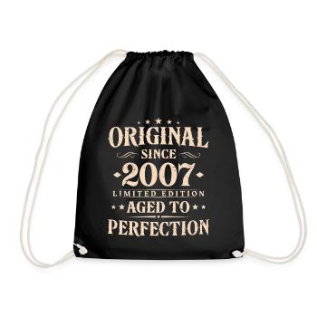 Original since 2007 Vintage Birthday Gift - Drawstring Bag - black - Front