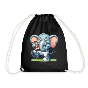 Cute American Football Player Elephant - Drawstring Bag - black - Front
