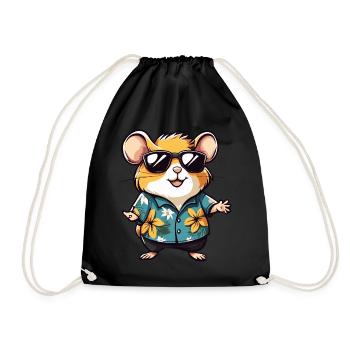 Hamster Funny Summer - Drawstring Bag - black - Front