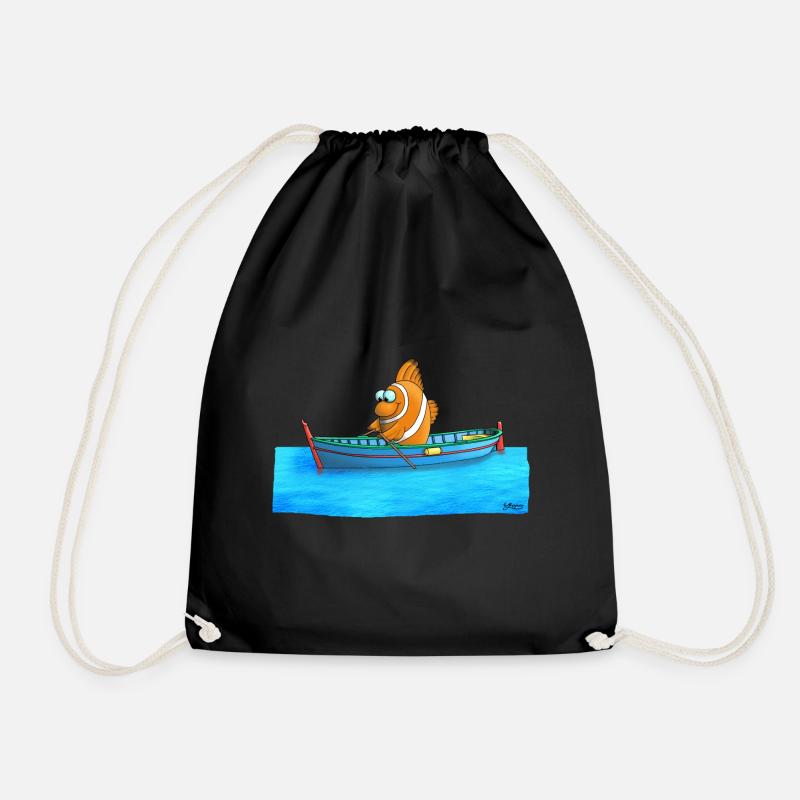 Funny clownfish - Drawstring Bag - black