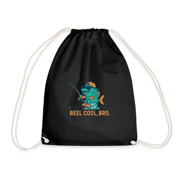 Reel Cool, Bro – Poisson-grenouille amusant avec style - Sac de sport léger - noir - Devant