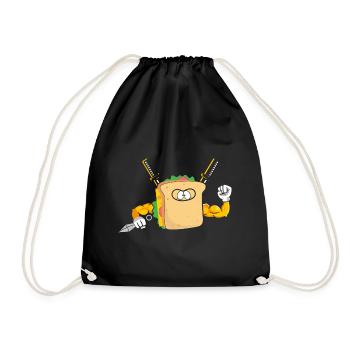 Sandwich Ninja Karate Warrior Japan Geschenk - Turnbeutel - Schwarz - Vorne