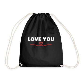 Love you Heart Be Me Valentine - Drawstring Bag - black - Front