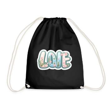 Love Floral Spring Design Valentine's Day - Drawstring Bag - black - Front
