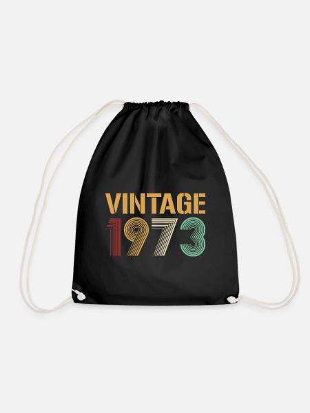 Beautiful Vintage 1973 Birthday Design - Drawstring Bag - black