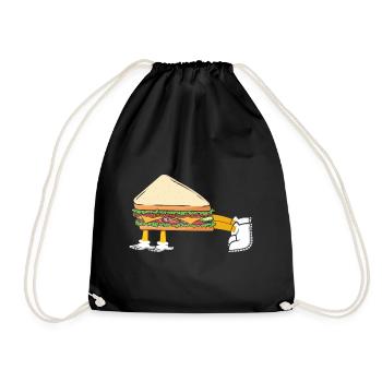 Sandwich Bodybuilding Fitness Gym Gift - Drawstring Bag - black - Front