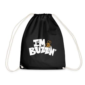 Cool I'm Buzzin Bee design for men, women and kids - Drawstring Bag - black - Front