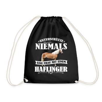 Haflinger Unterschätze nie Pferd Frauen Geschenk - Turnbeutel - Schwarz - Vorne