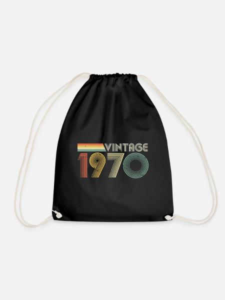Vintage 1970, 55th Birthday - Drawstring Bag - black