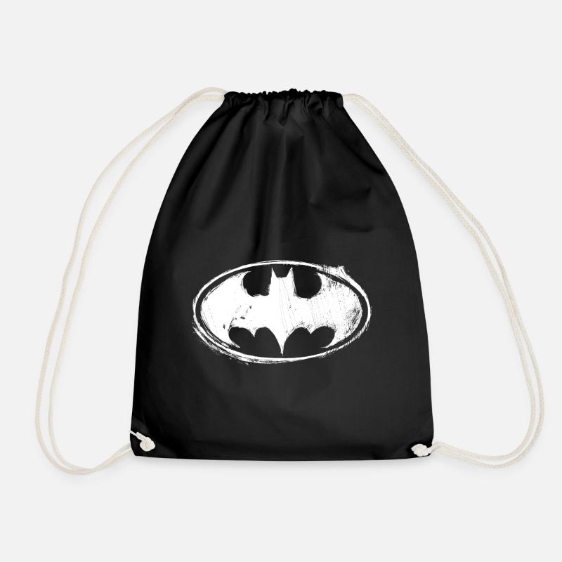 Batman Logo White Chalk - Drawstring Bag - black