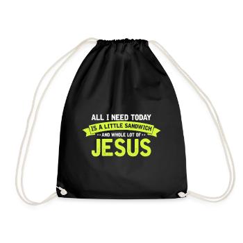 Jesus and Sandwich God Christ Christian - Drawstring Bag - black - Front