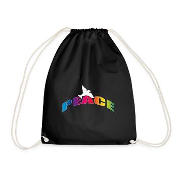 Peace with Dove Rainbow Colors - Drawstring Bag - black - Front