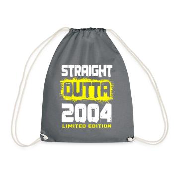 Jahrgang 2004 geboren Geburtstag Spruch - Turnbeutel - Grau - Vorne
