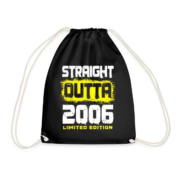 Jahrgang 2006 geboren Geburtstag Spruch - Turnbeutel - Schwarz - Vorne