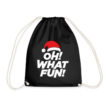 Oh What Fun, Christmas - Drawstring Bag - black - Front