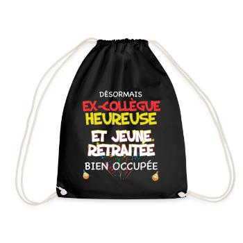 Collègue cadeau départ retraite Femme - Sac de sport léger - noir - Devant