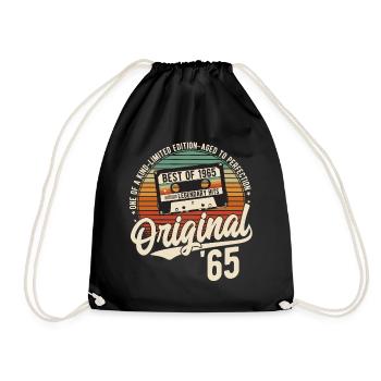 Original 1965 Jahrgang Vintage Geburtstag Retro - Turnbeutel - Schwarz - Vorne