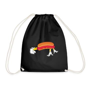 Hot Dog Bodybuilding Fitness Gym Gift - Drawstring Bag - black - Front