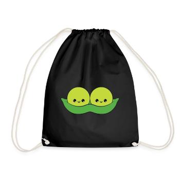 süße lächelnde erbsen, cute smiling peas - Turnbeutel - Schwarz - Vorne