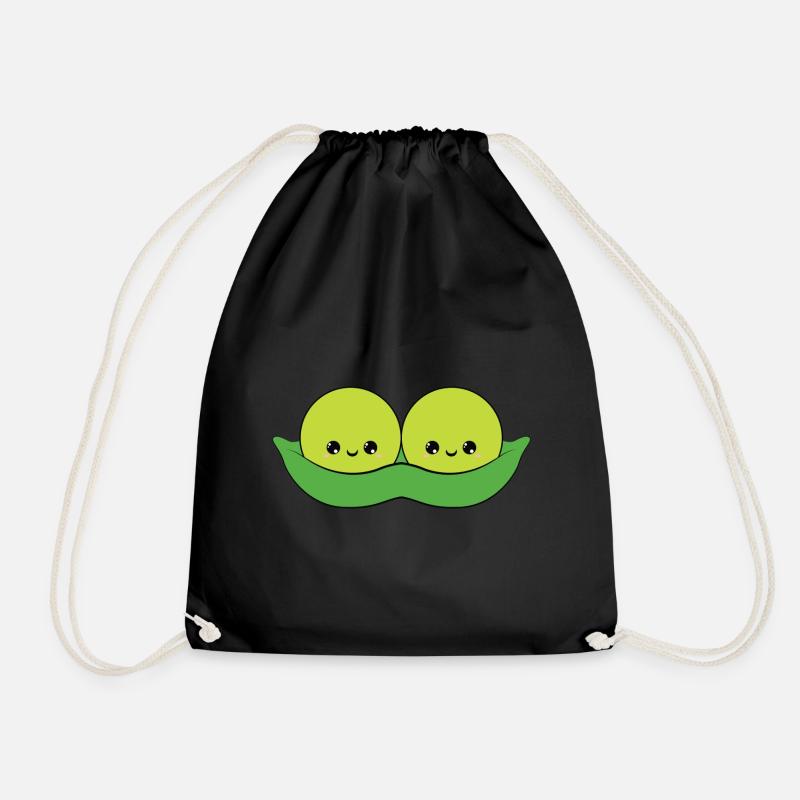 süße lächelnde erbsen, cute smiling peas - Turnbeutel - Schwarz