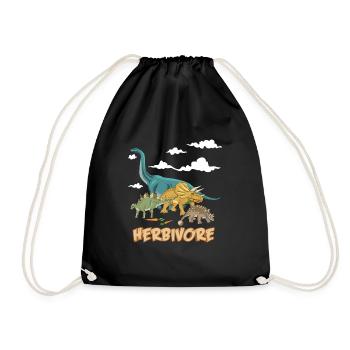 Dinosaur herbivore vegetarian | gift - Drawstring Bag - black - Front
