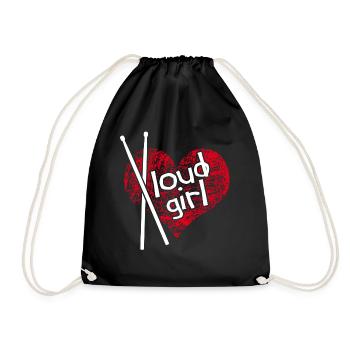 Loud Girl. Loud girl. Drummer Girl - Drawstring Bag - black - Front